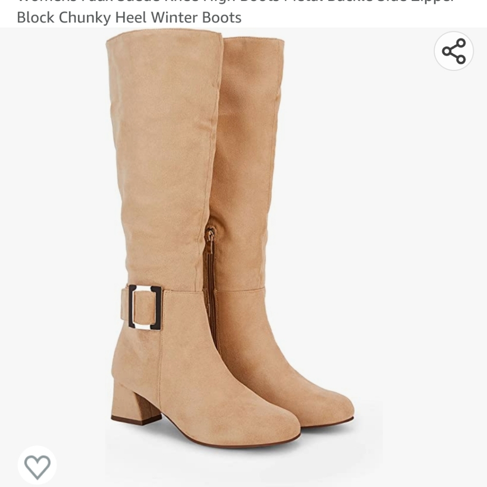 Faux-suede tall tan boots